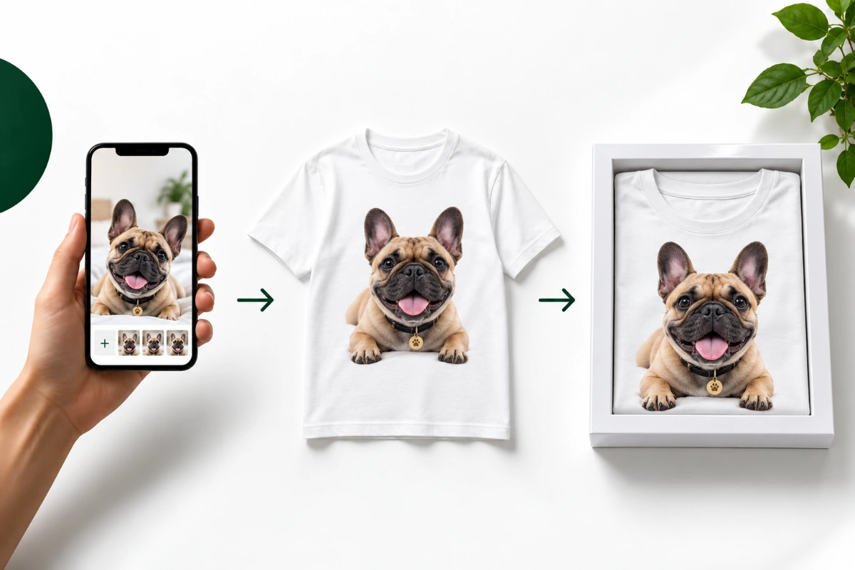 Illustrative journey from a personal image to a custom gift